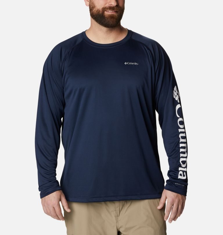 Columbia Fork Stream Long Sleeve Gensere Herre Marineblå | Plus Size 24879N